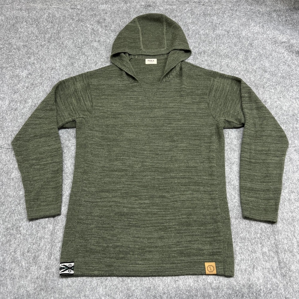 PAKA Sweater Mens Large Green Royal Alpaca Nylon The Hoodie Pullover Knit Peru